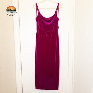 NWT Taylor Maxi Dress Berry Velvet Cowl Neck Side Slit Back Zip Women's Size 8